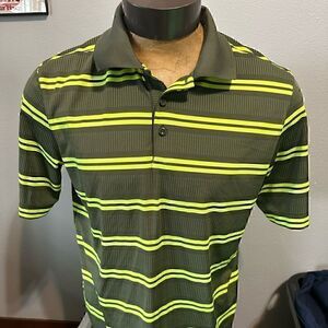 Under Armour Mens Large HeatGear Green/Yellow Short Sleeve Polo